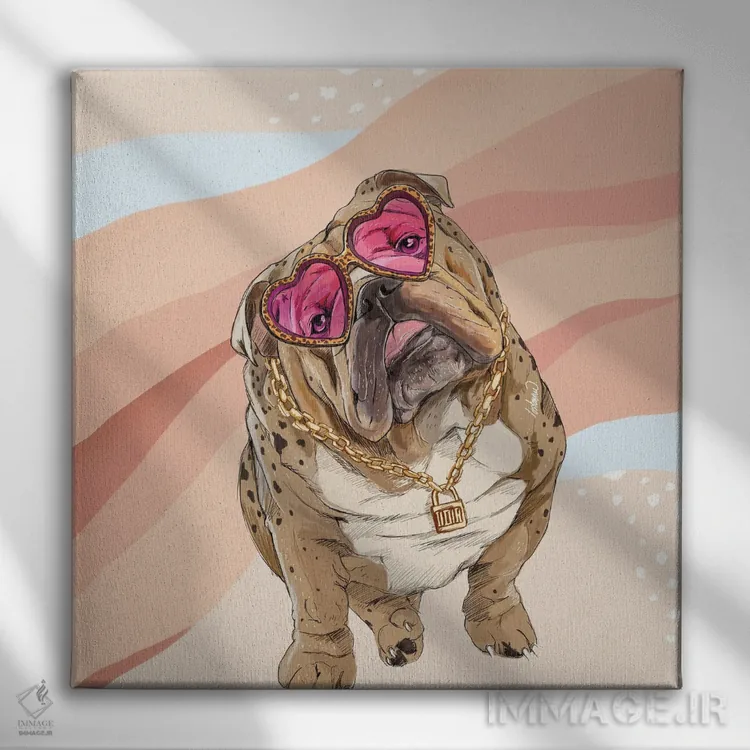 تابلو دکوراتیو بولداگ مد روز اثر لاستاناو - نمای روبهرو روی دیوار