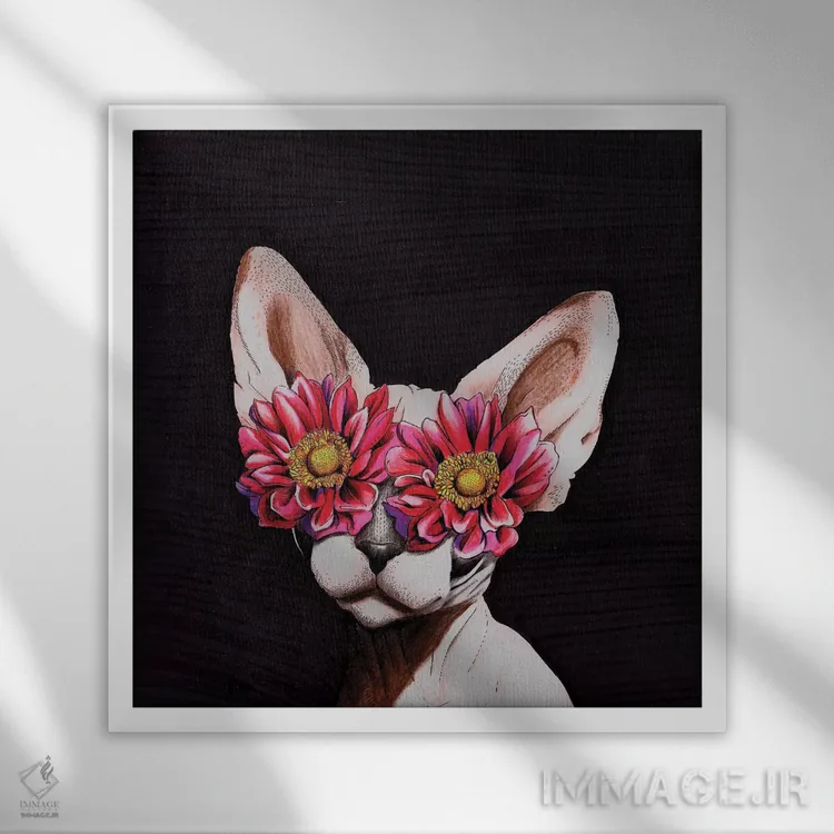 تابلو دکوراتیو گربه مصری اثر لاستاناو - نمای قابدار سفید