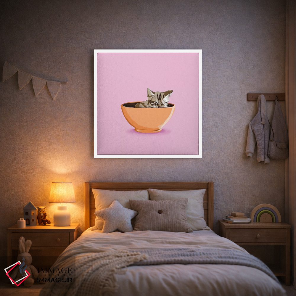 تابلو دکوراتیو لیوان قهوه گربه ای اثر لاستاناو - D1W