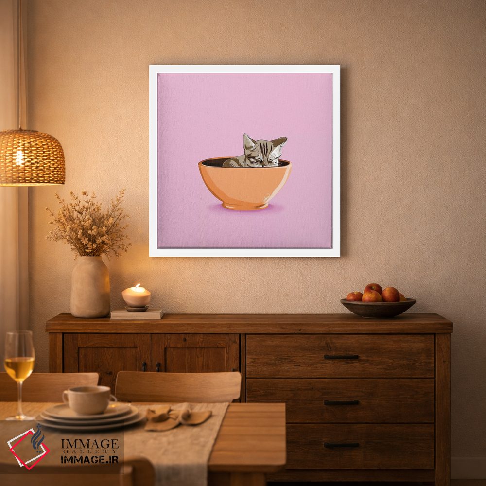 تابلو دکوراتیو لیوان قهوه گربه ای اثر لاستاناو - D3W