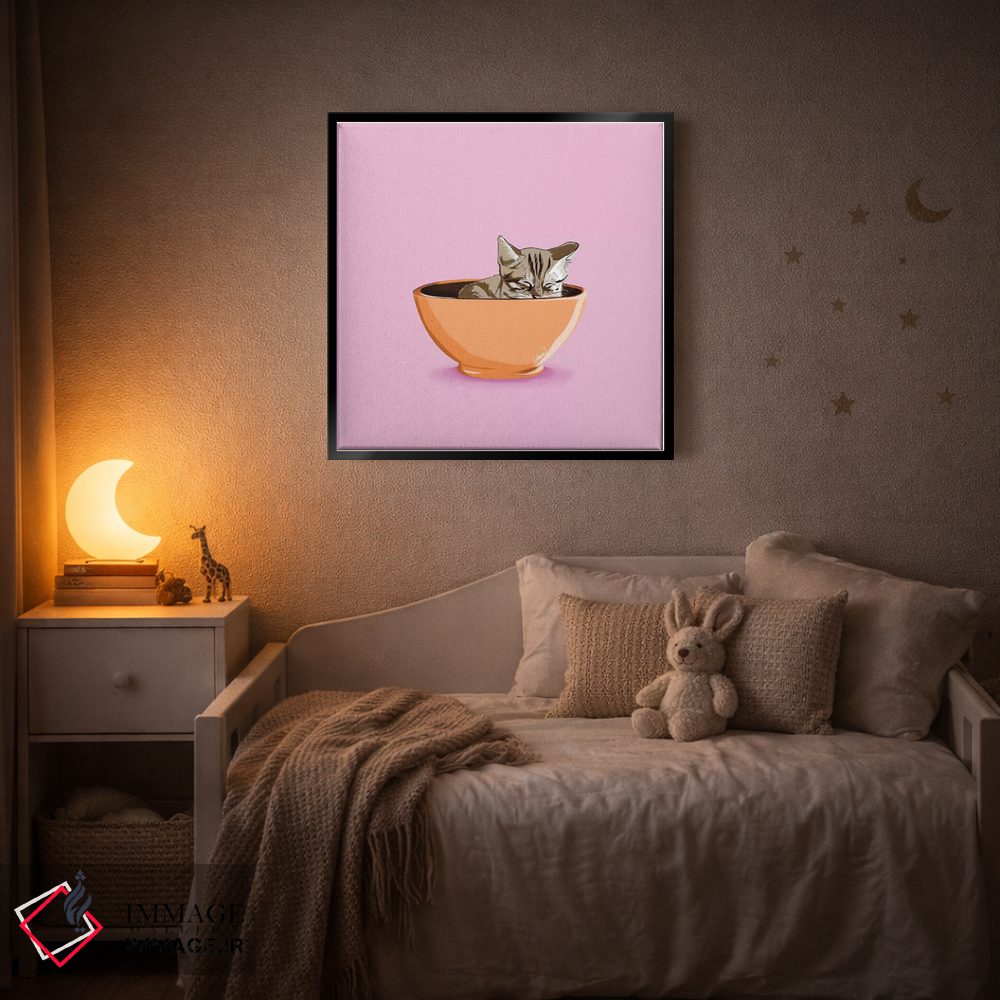 تابلو دکوراتیو لیوان قهوه گربه ای اثر لاستاناو - D5B