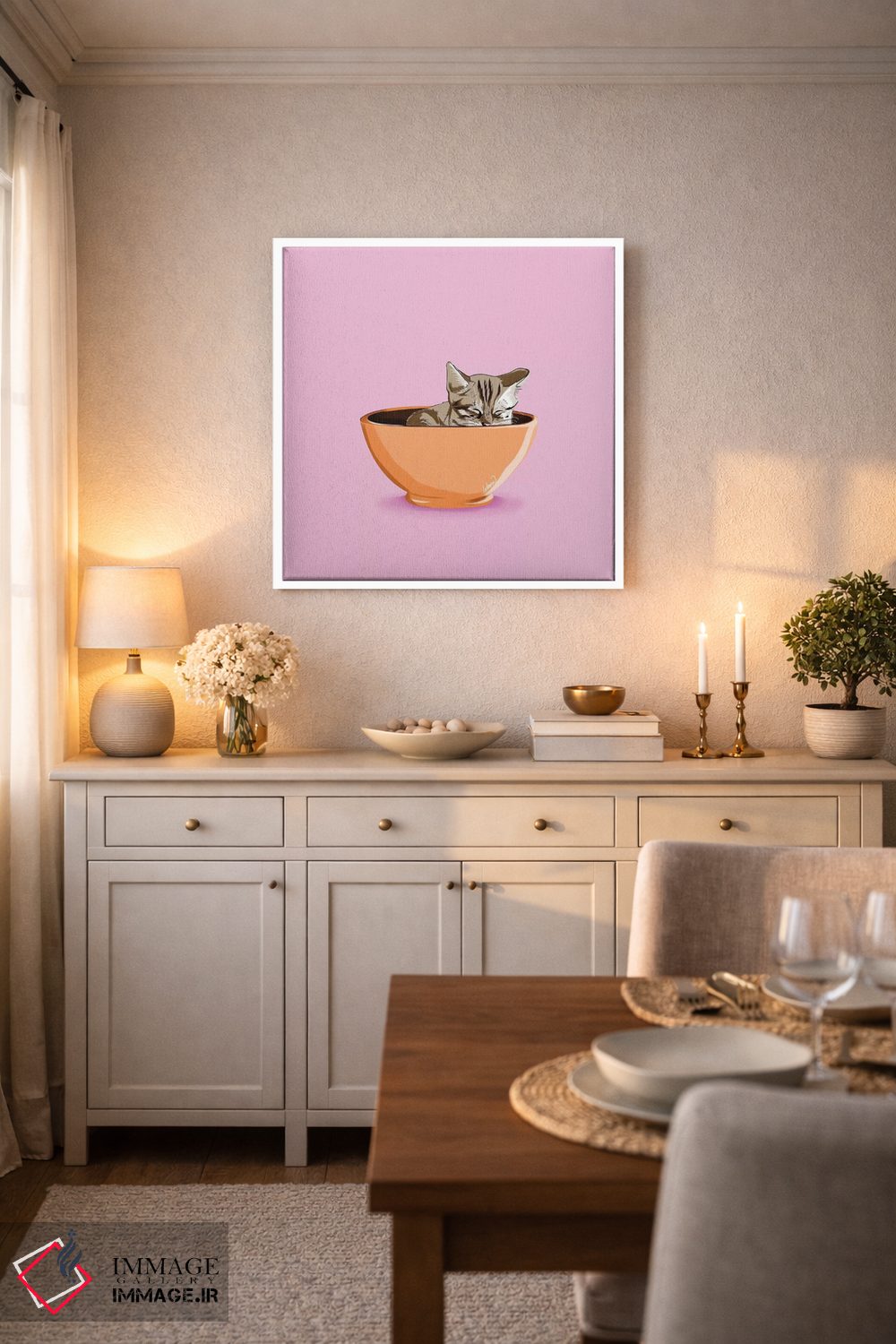 تابلو دکوراتیو لیوان قهوه گربه ای اثر لاستاناو - D6W