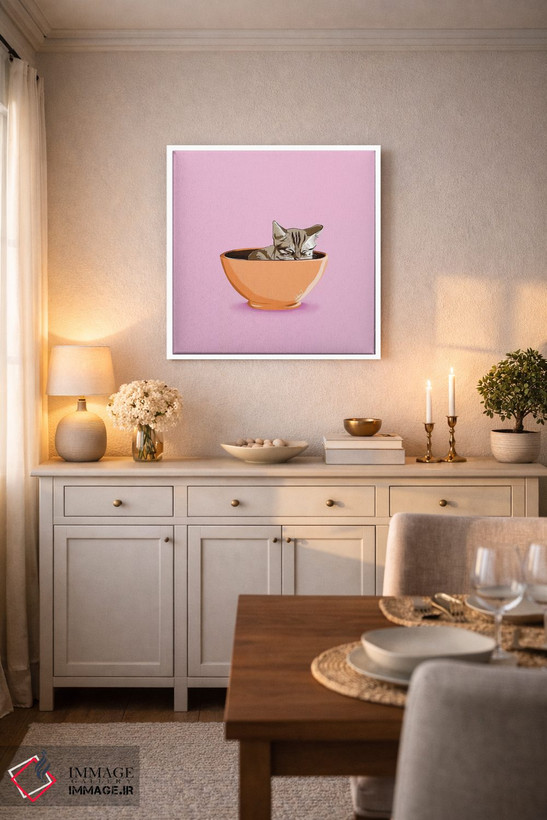 تابلو دکوراتیو لیوان قهوه گربه ای اثر لاستاناو - D6W