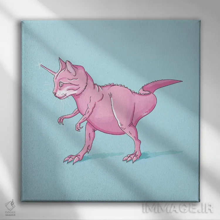 تابلو دکوراتیو گربه تک شاخ رکس اثر لاستاناو - نمای روبهرو روی دیوار
