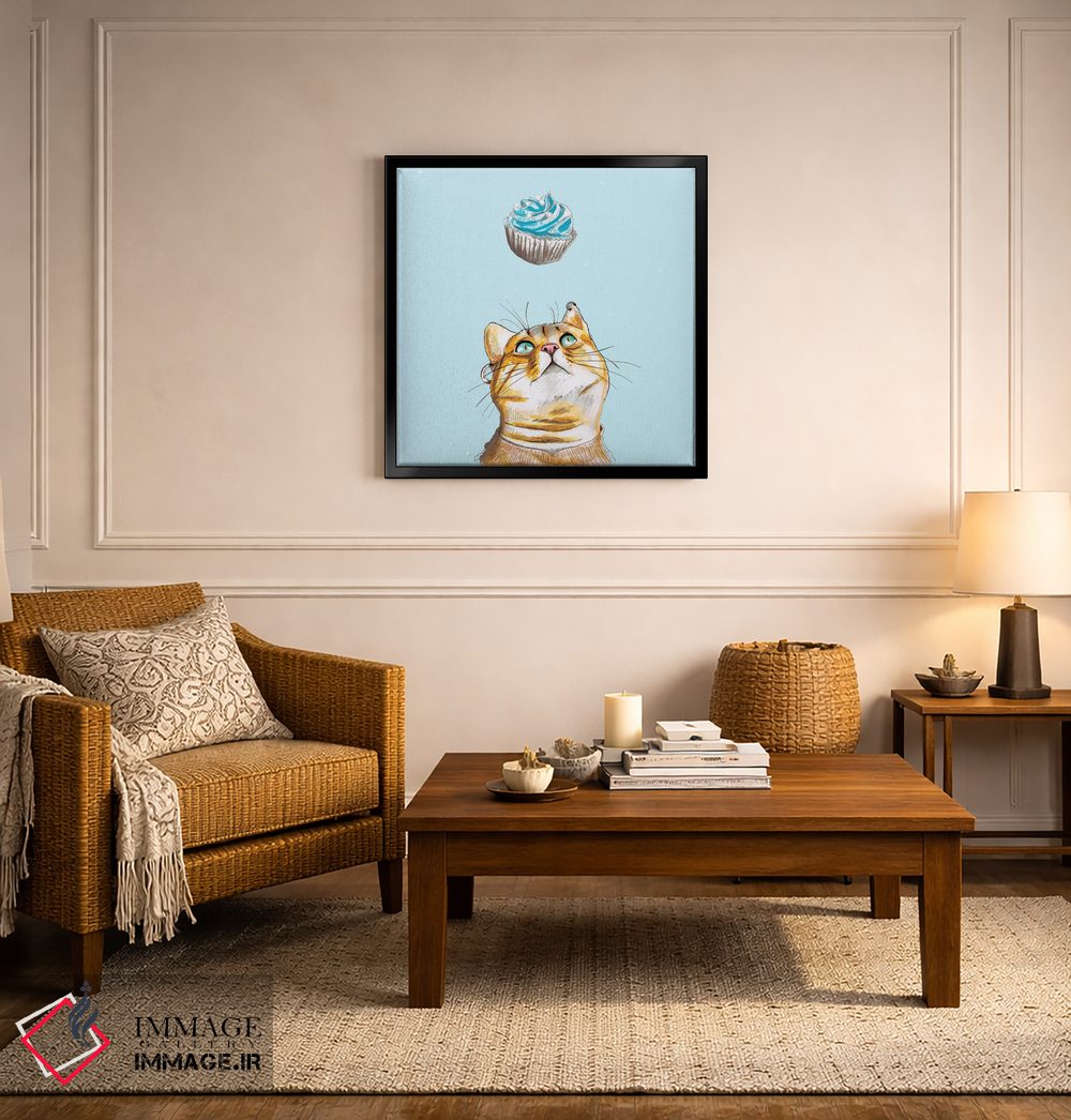 تابلو دکوراتیو کیک دوست دار گربه اثر لاستاناو - D6B