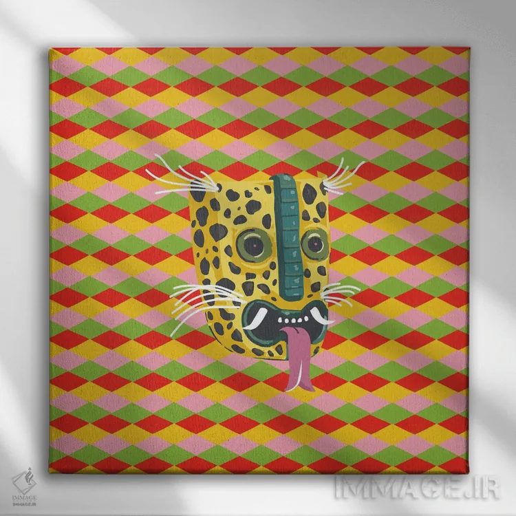 تابلو دکوراتیو یوزپلنگ آزتک اثر لاستاناو - نمای روبهرو روی دیوار