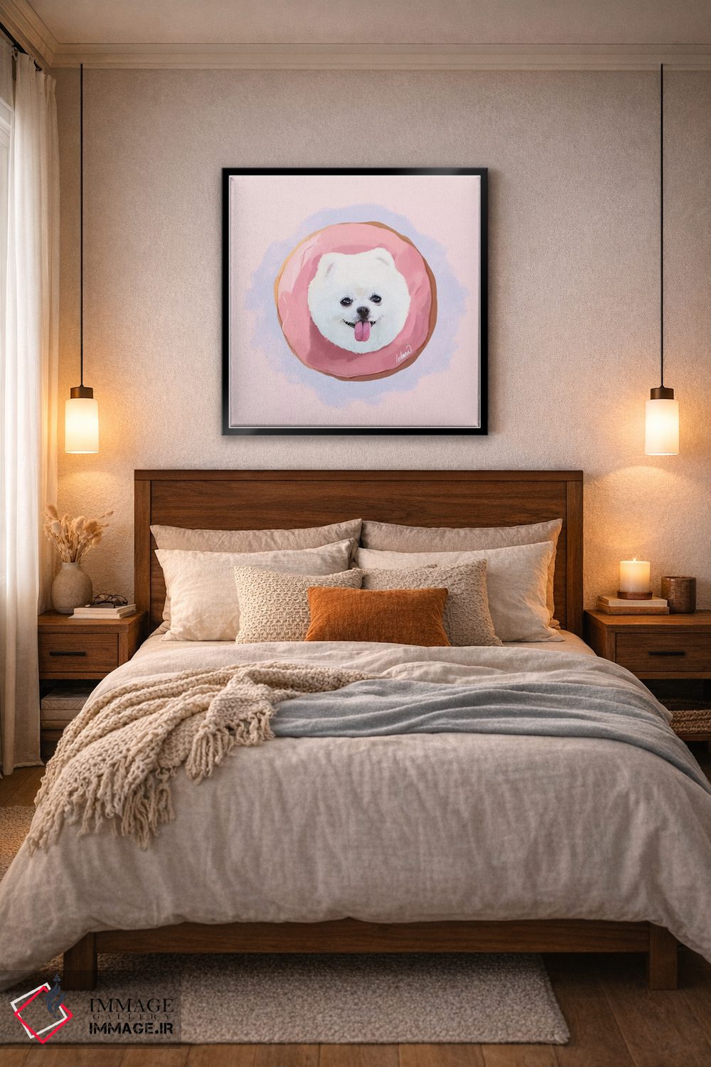 تابلو دکوراتیو پامرانیان و دونات توت فرنگی اثر لاستاناو - D6B