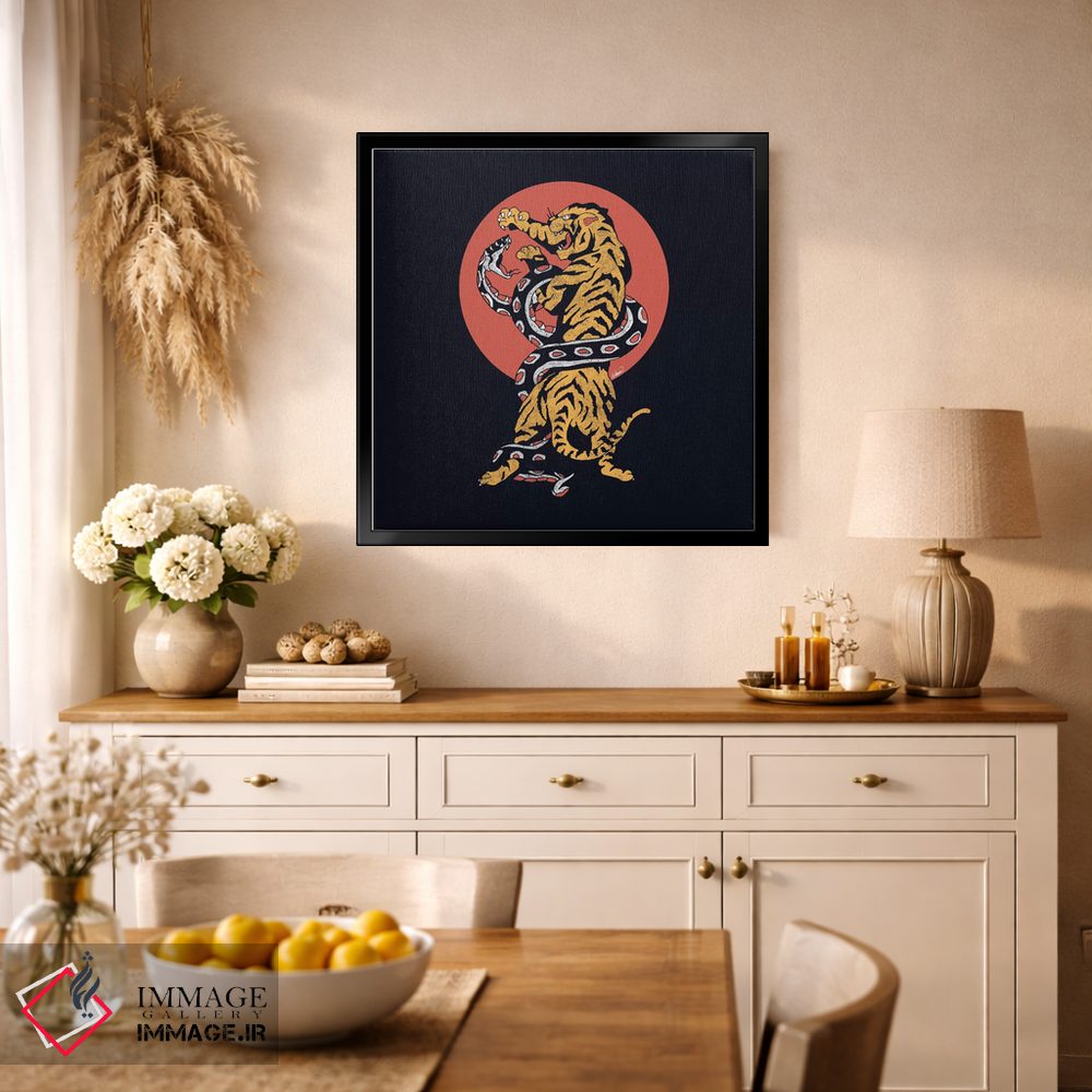 تابلو دکوراتیو تتو کلاسیک مار و ببر اثر لاستاناو - D1B