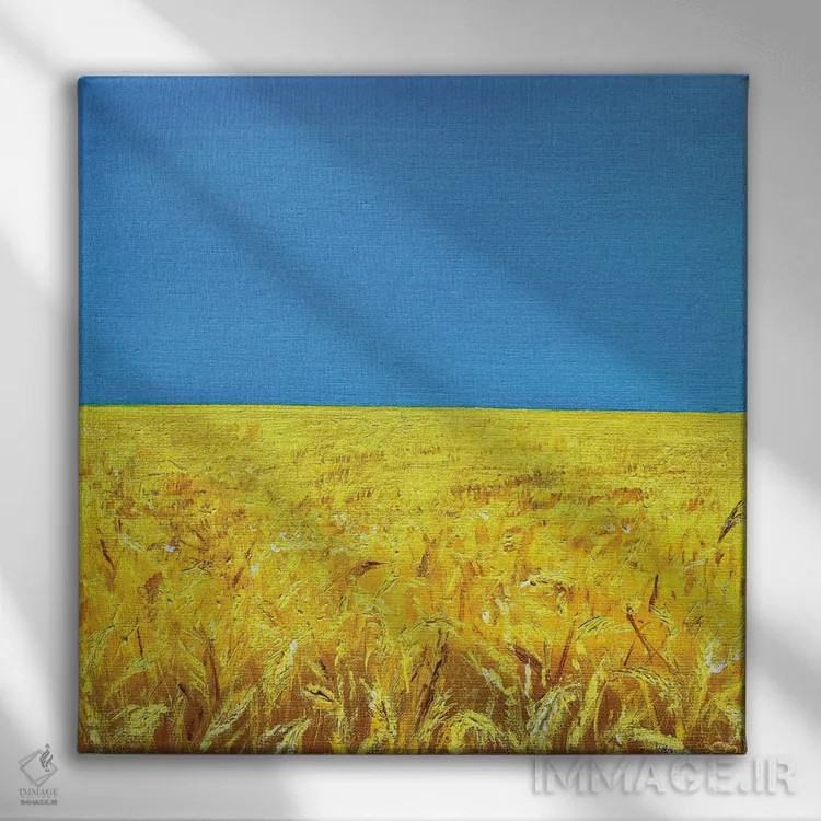 تابلو مینیمال اوکراین اثر لنا اسمیرنوا - نمای روبهرو روی دیوار