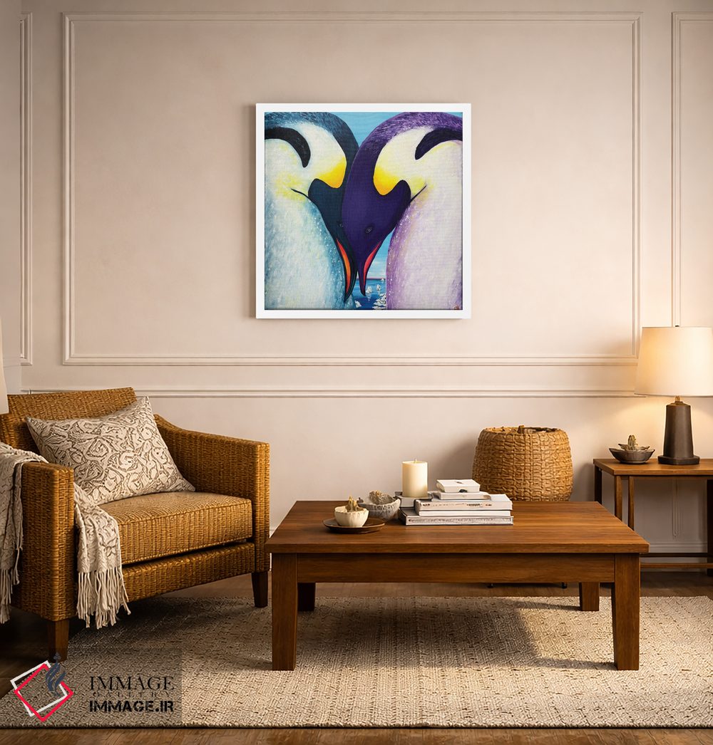 تابلو دکوراتیو پنگوئن های عاشق اثر لنا اسمیرنوا - D4W