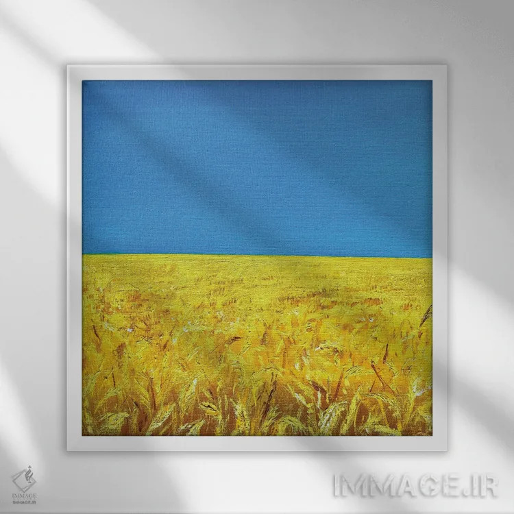 تابلو مینیمال اوکراین اثر لنا اسمیرنوا - نمای قابدار سفید