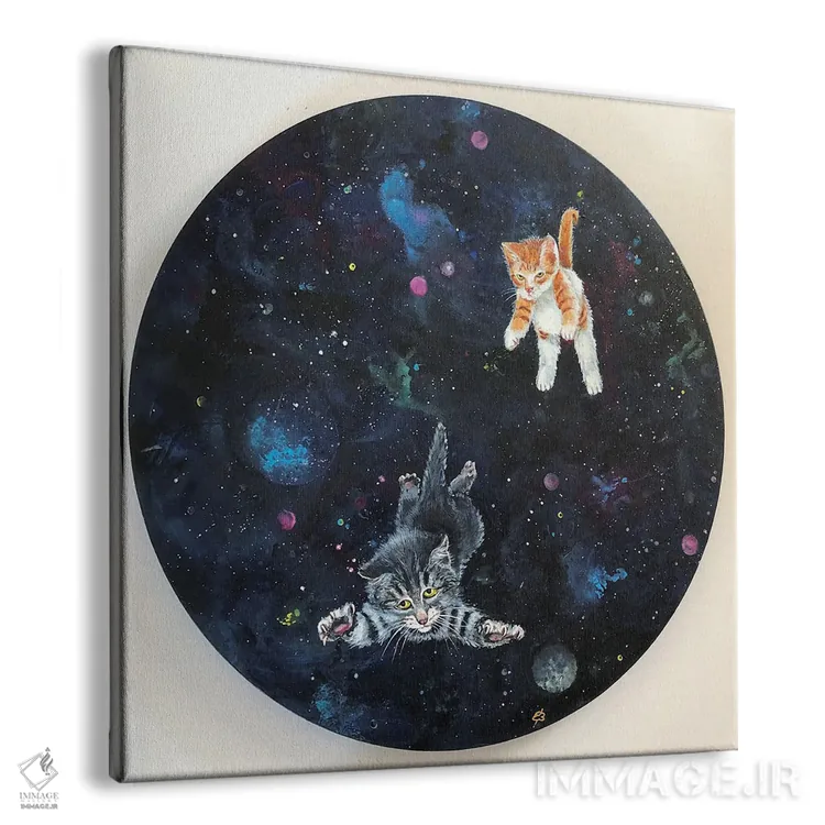 تابلو دکوراتیو بچه گربه ها در فضا اثر لنا اسمیرنوا - نمای پرسپکتیو محصول