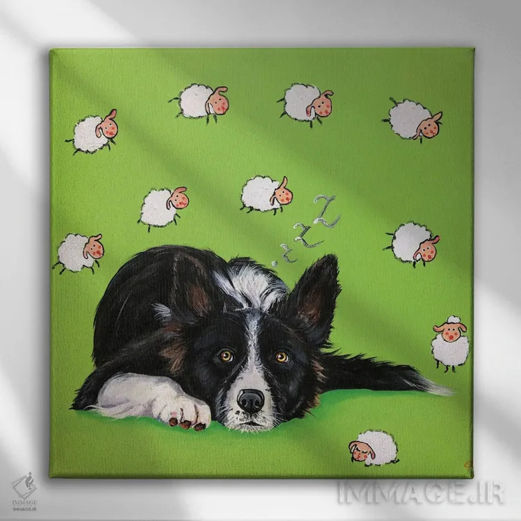 تابلو دکوراتیو شمردن گوسفندها اثر لنا اسمیرنوا - نمای روبهرو روی دیوار