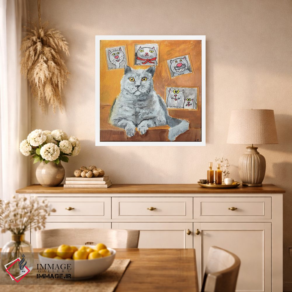 تابلو دکوراتیو شیر به همراه پرتره های خانوادگی اثر لنا اسمیرنوا - D1W