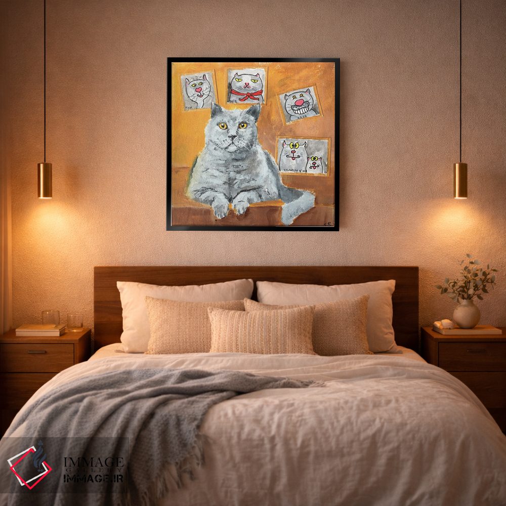 تابلو دکوراتیو شیر به همراه پرتره های خانوادگی اثر لنا اسمیرنوا - D2B