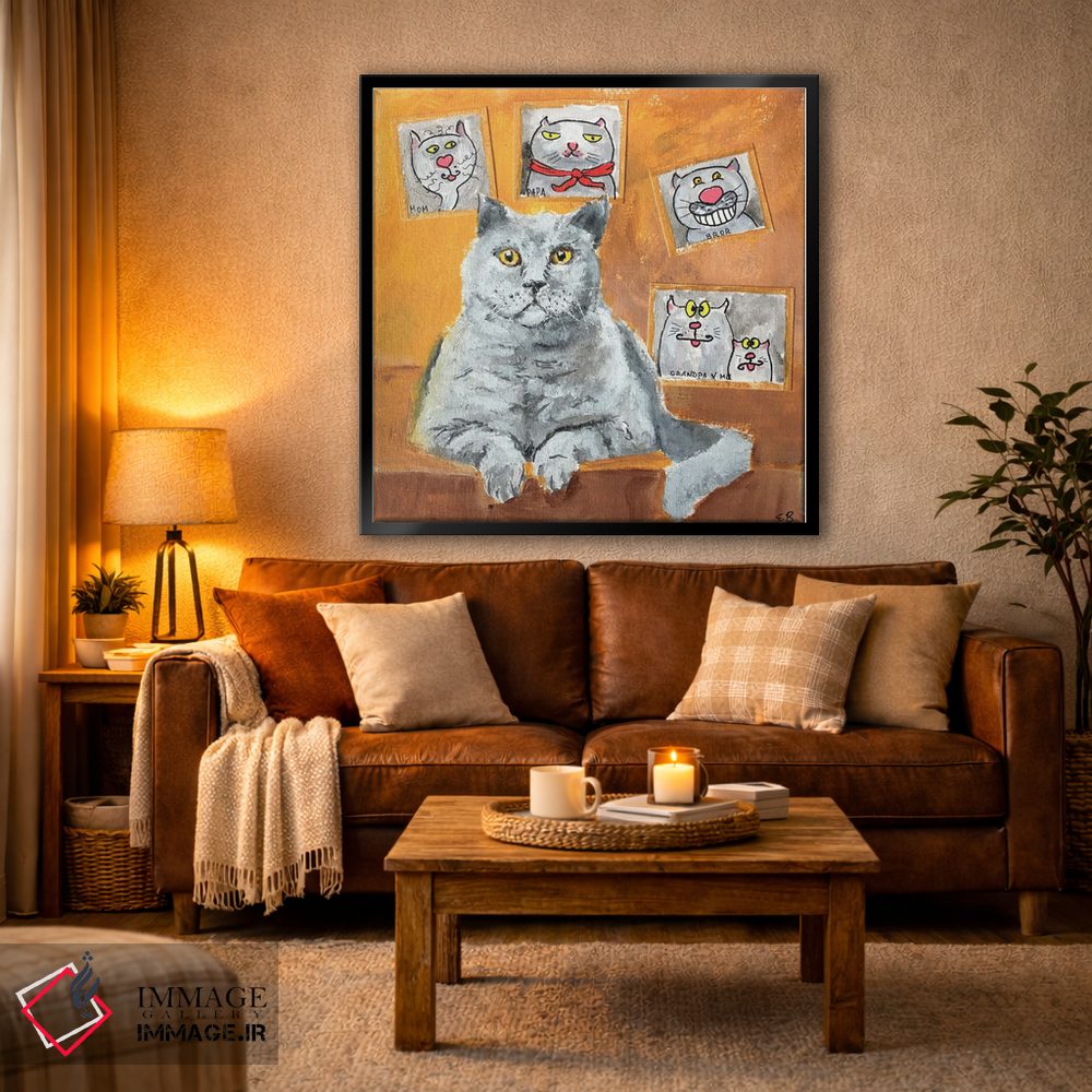 تابلو دکوراتیو شیر به همراه پرتره های خانوادگی اثر لنا اسمیرنوا - D3B