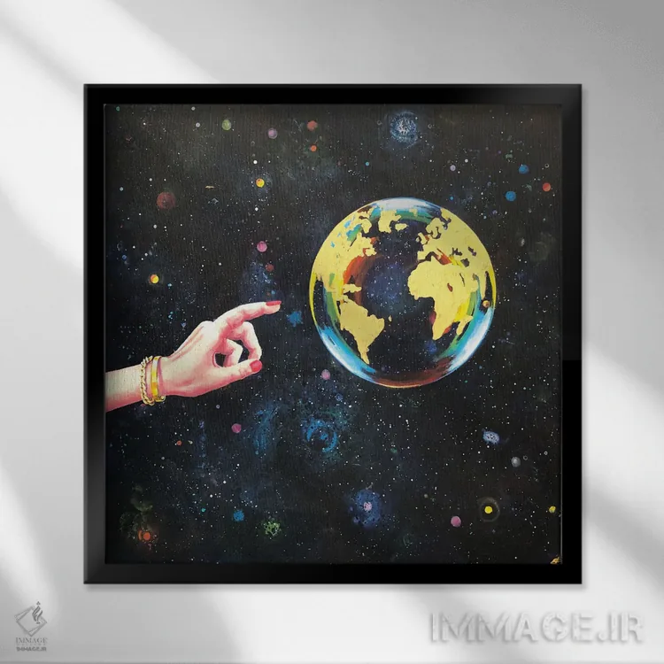 تابلو دکوراتیو حباب صابون اثر لنا اسمیرنوا - نمای قابدار مشکی