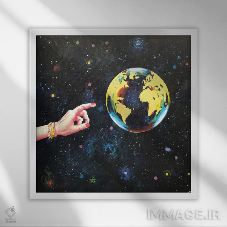 تابلو دکوراتیو حباب صابون اثر لنا اسمیرنوا - نمای قابدار سفید