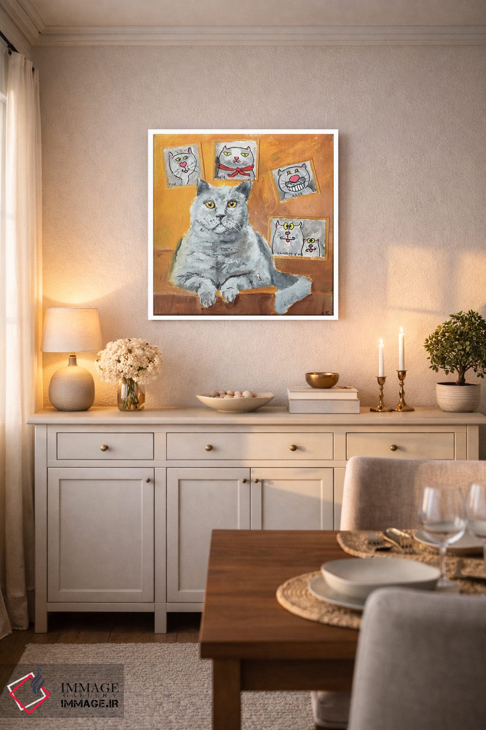 تابلو دکوراتیو شیر به همراه پرتره های خانوادگی اثر لنا اسمیرنوا - D5W