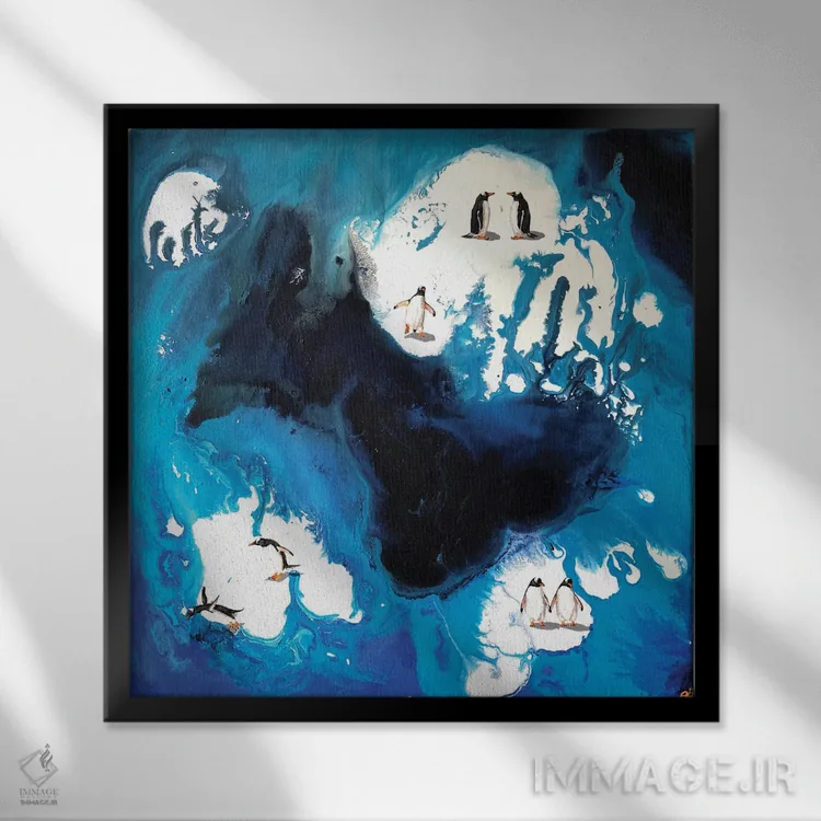 تابلو دکوراتیو جنوبگان I اثر لنا اسمیرنوا - نمای قابدار مشکی