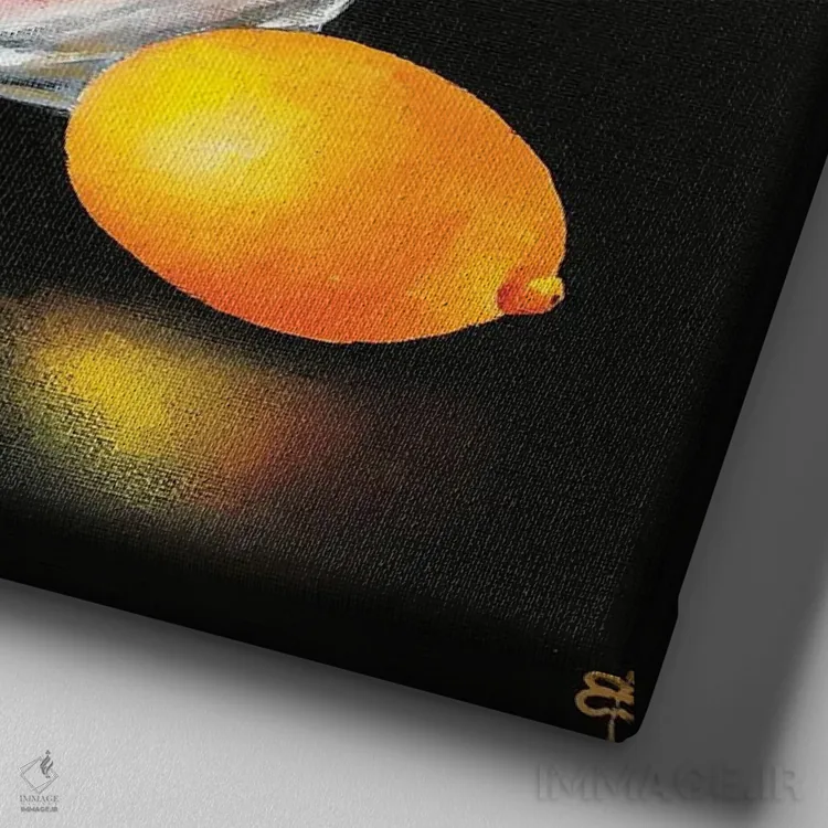 تابلو دکوراتیو پرتقال ها اثر لنا اسمیرنوا - نمای نزدیک بافت بوم