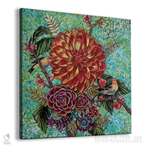 تابلو دکوراتیو تنجیر غربی با گل های داهلیا اثر لینه آ توبیاس - نمای پرسپکتیو محصول