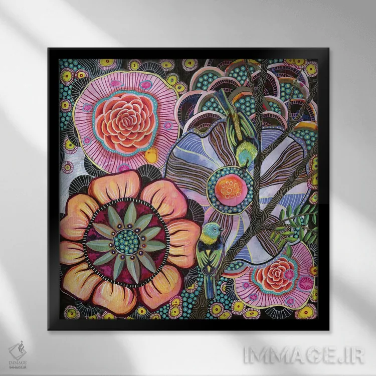 تابلو دکوراتیو تنجیرهای سبزسر اثر لینه آ توبیاس - نمای قابدار مشکی