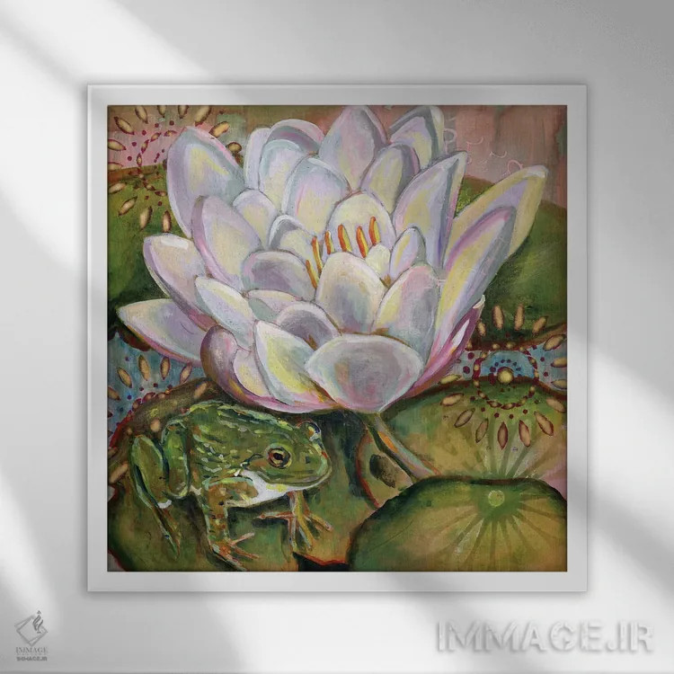 تابلو دکوراتیو قورباغه II اثر لینه آ توبیاس - نمای قابدار سفید