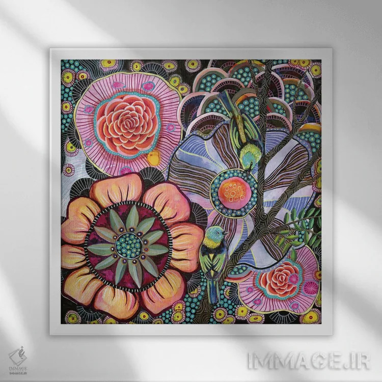 تابلو دکوراتیو تنجیرهای سبزسر اثر لینه آ توبیاس - نمای قابدار سفید