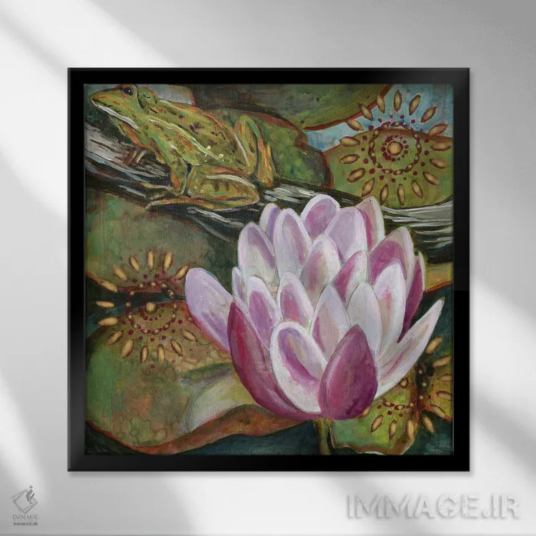 تابلو دکوراتیو قورباغه I اثر لینه آ توبیاس - نمای قابدار مشکی