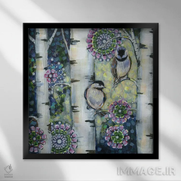 تابلو دکوراتیو چیکادی های زمستانی II اثر لینه آ توبیاس - نمای قابدار مشکی