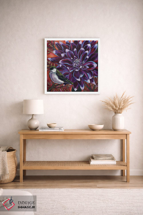 تابلو دکوراتیو سبز بنفش I اثر لینه آ توبیاس - D2W