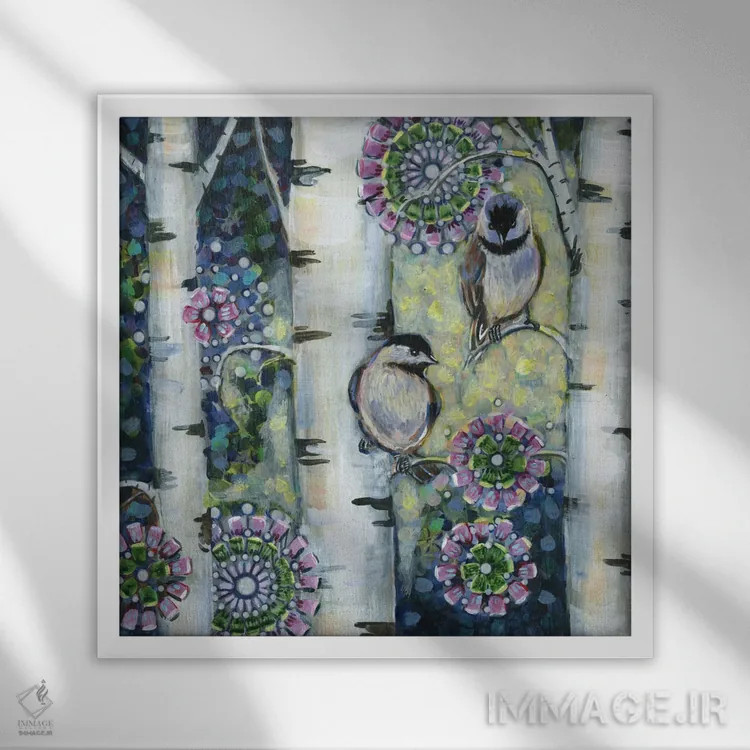 تابلو دکوراتیو چیکادی های زمستانی II اثر لینه آ توبیاس - نمای قابدار سفید