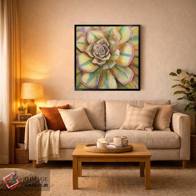 تابلو دکوراتیو ساکولنت خط دار زرد اثر لینه آ توبیاس - D4B