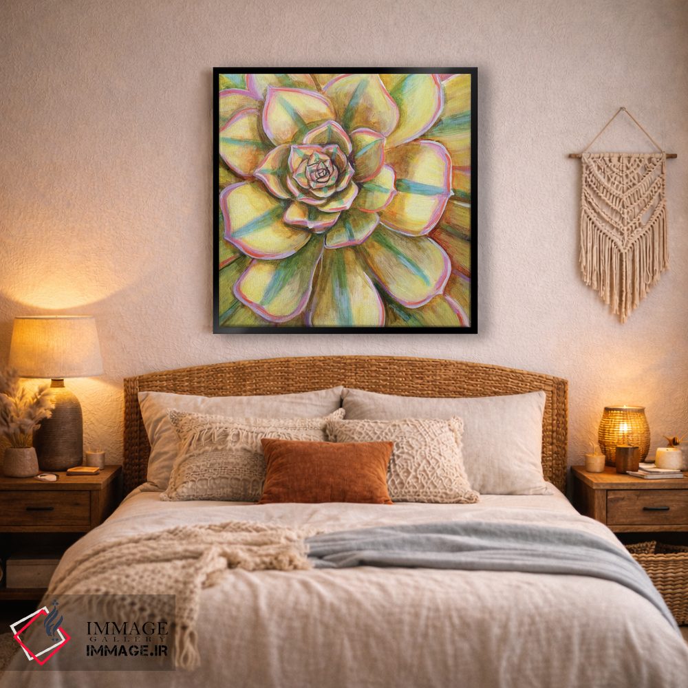 تابلو دکوراتیو ساکولنت خط دار زرد اثر لینه آ توبیاس - D3B