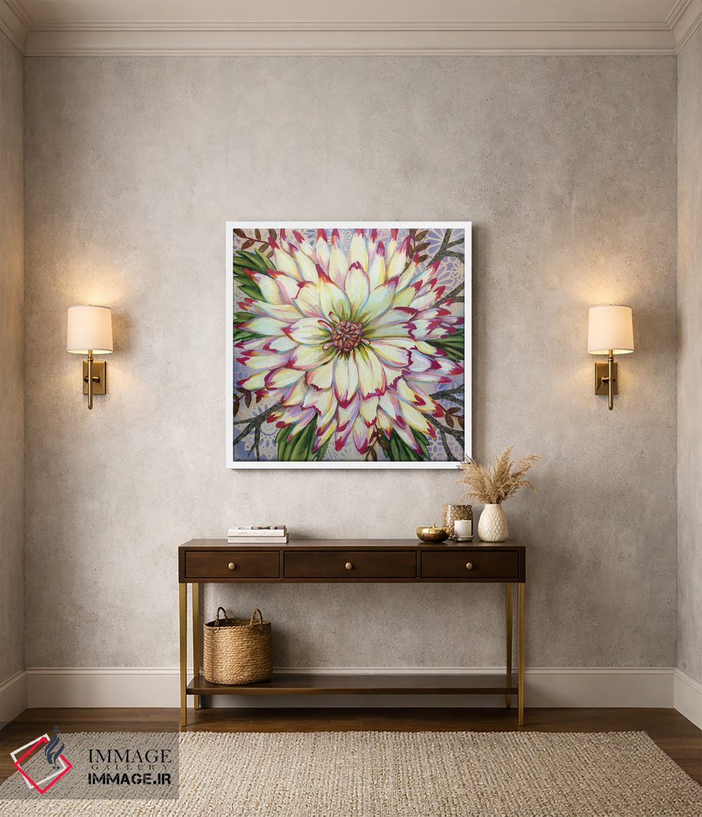 تابلو دکوراتیو داهلیای سفید اثر لینه آ توبیاس - D3W