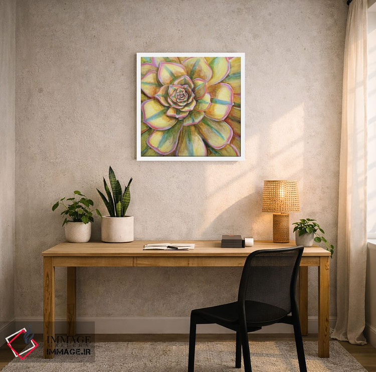 تابلو دکوراتیو ساکولنت خط دار زرد اثر لینه آ توبیاس - D5W