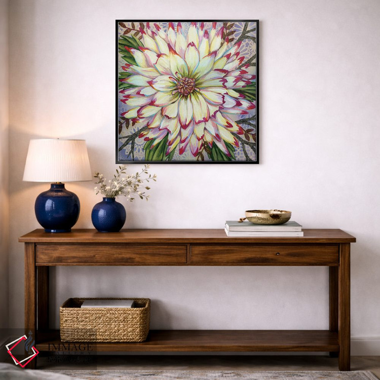 تابلو دکوراتیو داهلیای سفید اثر لینه آ توبیاس - D4B