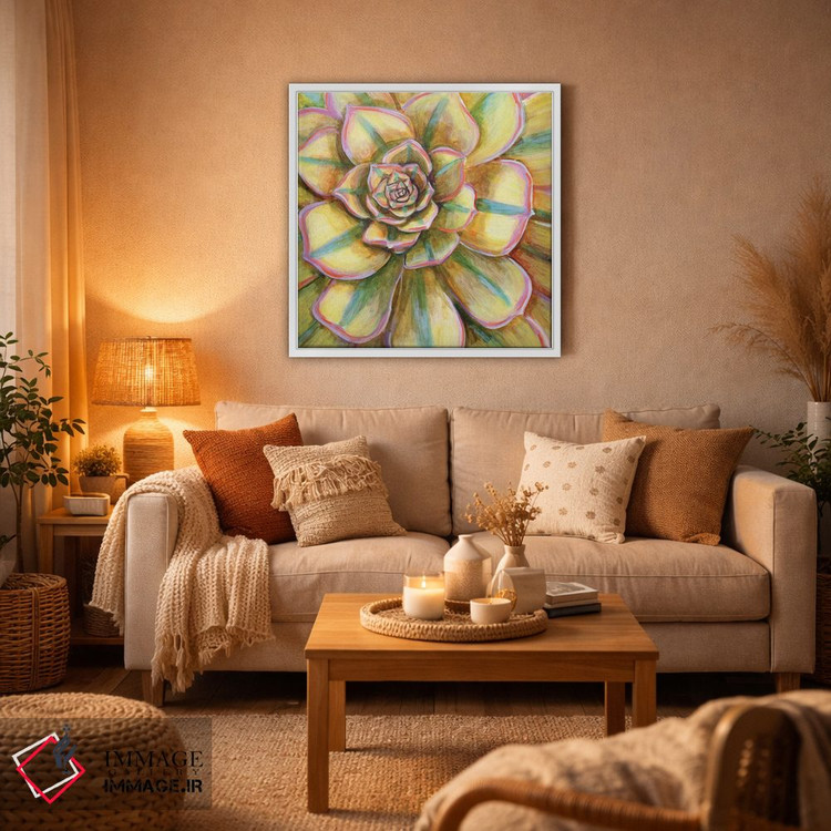 تابلو دکوراتیو ساکولنت خط دار زرد اثر لینه آ توبیاس - D6W