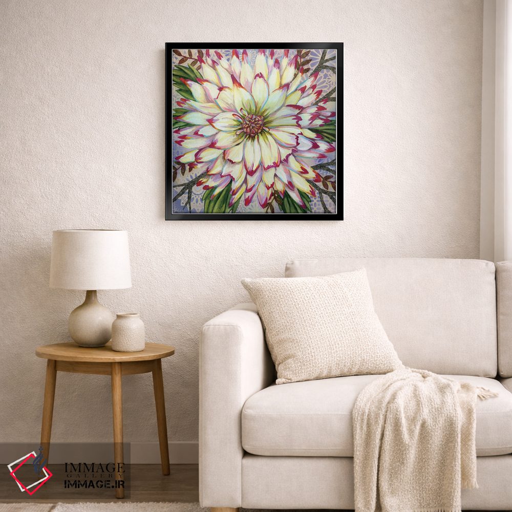 تابلو دکوراتیو داهلیای سفید اثر لینه آ توبیاس - D6B