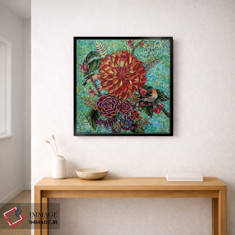 تابلو دکوراتیو تنجیر غربی با گل های داهلیا اثر لینه آ توبیاس - D2B