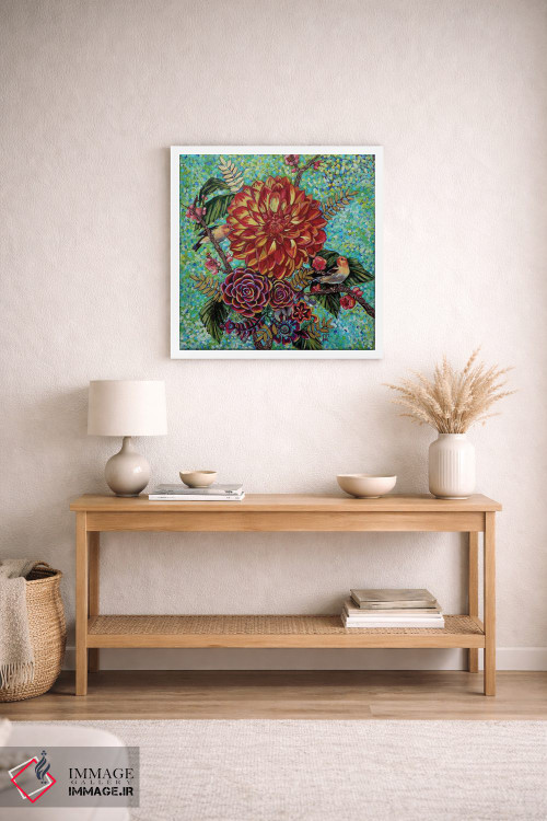 تابلو دکوراتیو تنجیر غربی با گل های داهلیا اثر لینه آ توبیاس - D3W