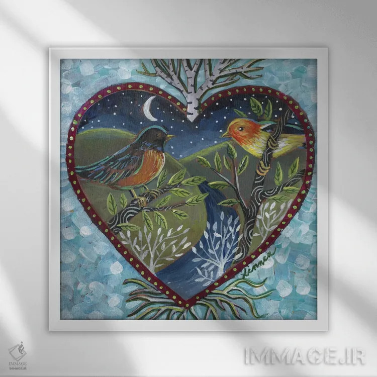 تابلو دکوراتیو قلب III اثر لینه آ توبیاس - نمای قابدار سفید