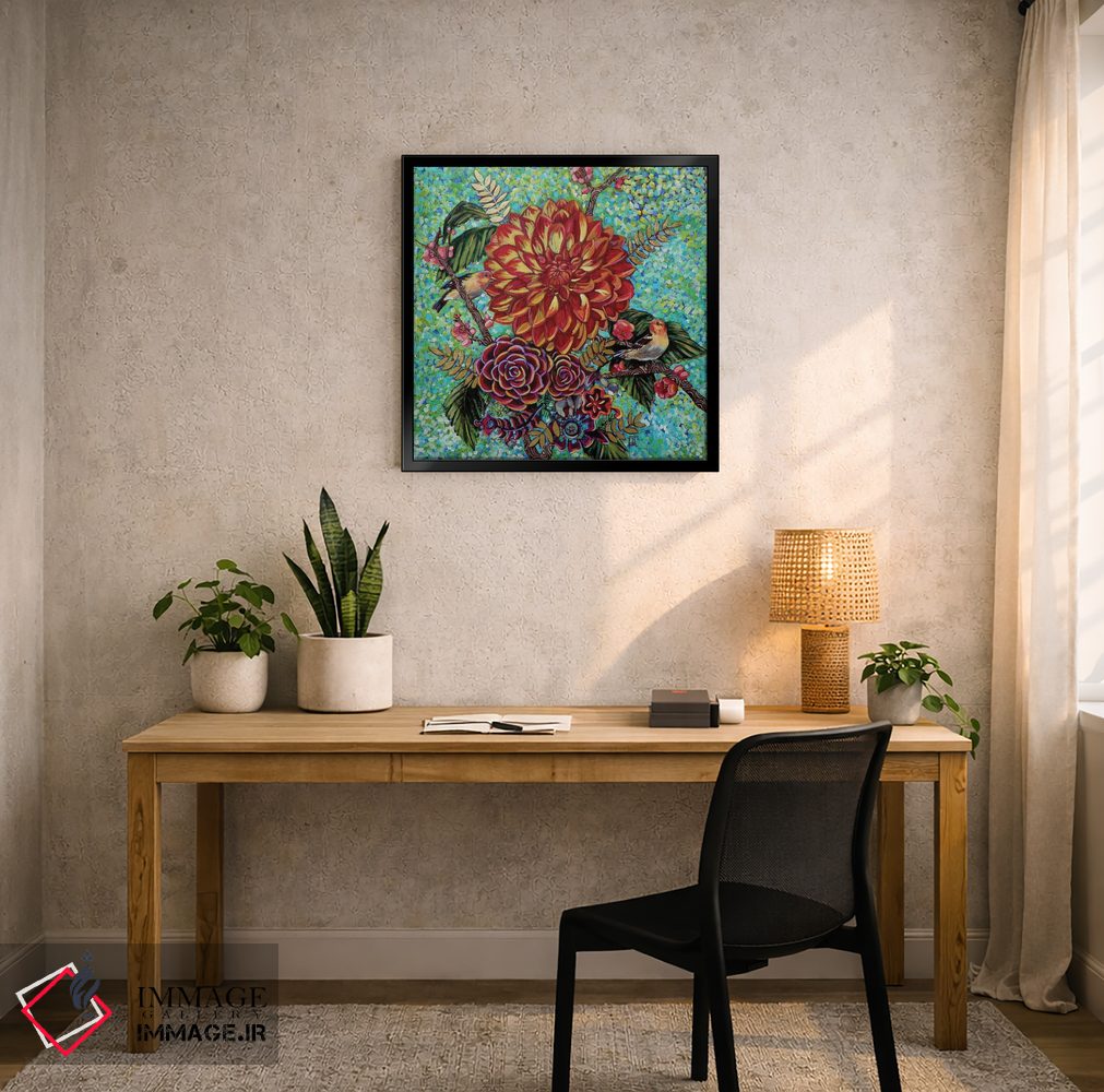 تابلو دکوراتیو تنجیر غربی با گل های داهلیا اثر لینه آ توبیاس - D5B
