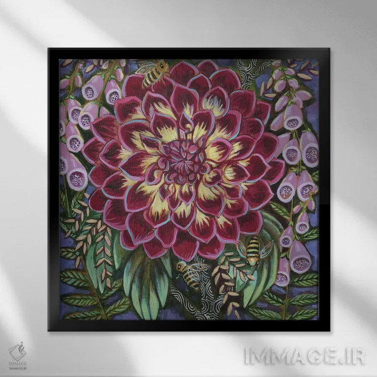 تابلو دکوراتیو سرسبز و شاداب اثر لینه آ توبیاس - نمای قابدار مشکی