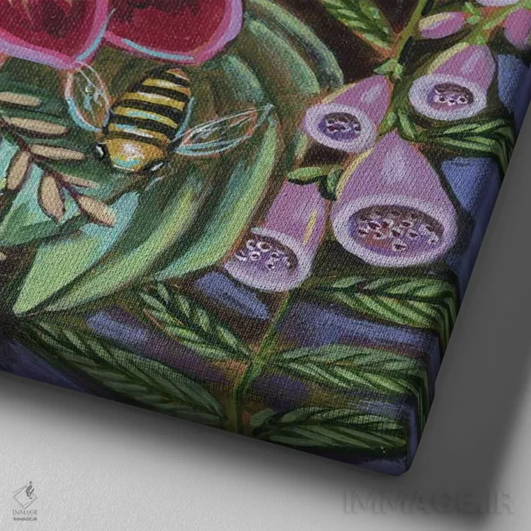 تابلو دکوراتیو سرسبز و شاداب اثر لینه آ توبیاس - نمای نزدیک بافت بوم