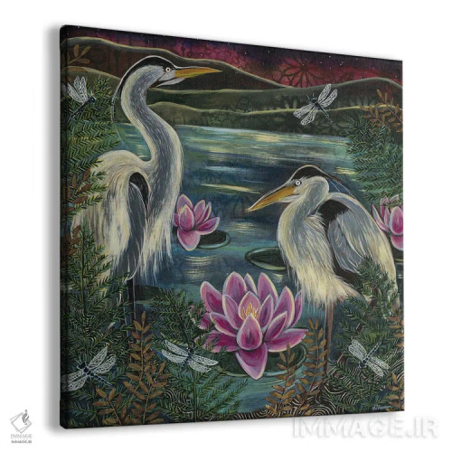 تابلو دکوراتیو برکه نیلوفر آبی اثر لینه آ توبیاس - نمای پرسپکتیو محصول