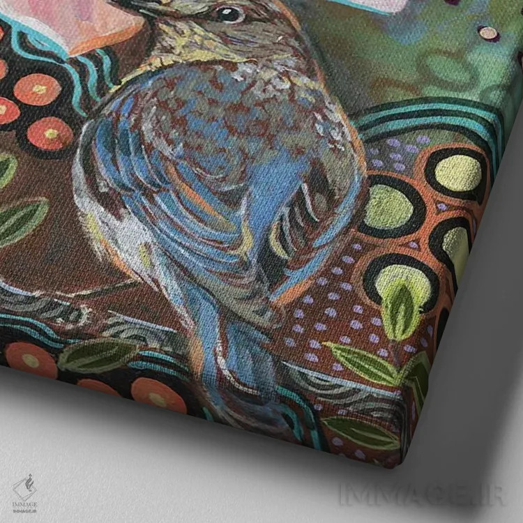 تابلو دکوراتیو مرغ آبی کوهستانی II اثر لینه آ توبیاس - نمای نزدیک بافت بوم