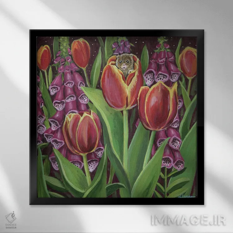 تابلو دکوراتیو خانه موش اثر لینه آ توبیاس - نمای قابدار مشکی