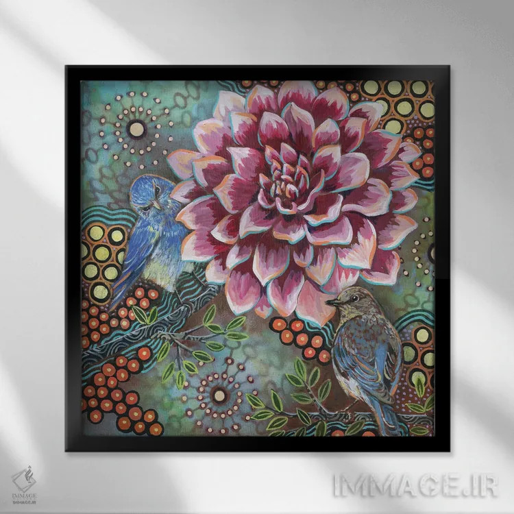 تابلو دکوراتیو مرغ آبی کوهستانی II اثر لینه آ توبیاس - نمای قابدار مشکی